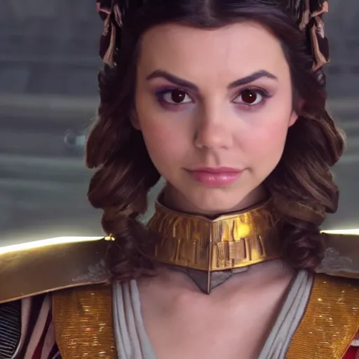 Image similar to victoria justice as princess padme in star wars episode 3, 8 k resolution, cinematic lighting, anatomically correct