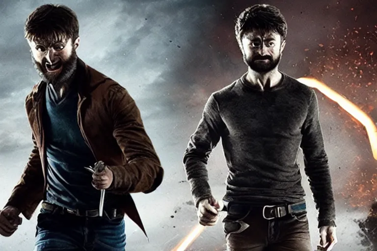 Image similar to Daniel Radcliffe as Wolverine in 'Logan 2' (2023), movie still frame, promotional image, imax 70 mm footage, oscar nominated cinematography, volumetric lighting, 8k resolution