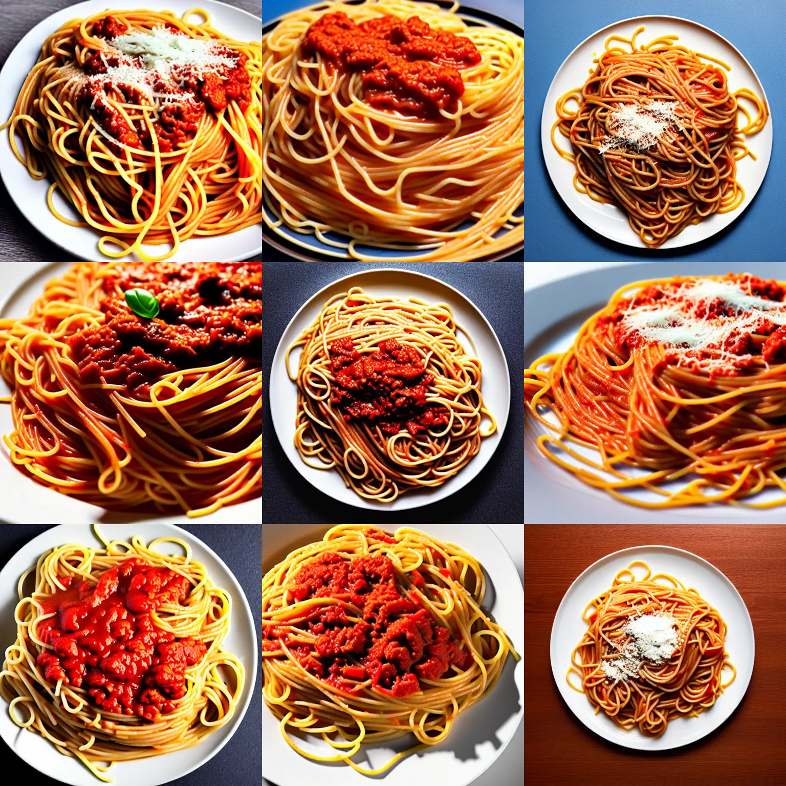 Prompt: plate of spaghetti upscaled 100 times