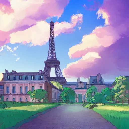 Prompt: Université Pierre et Marie Curie, Paris VI, in the style of studio ghibli, beautiful landscape, intense lighting, 8k, trending on artstation