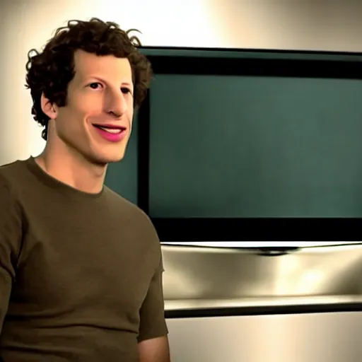 Prompt: andy samberg, displayed on a crt monitor