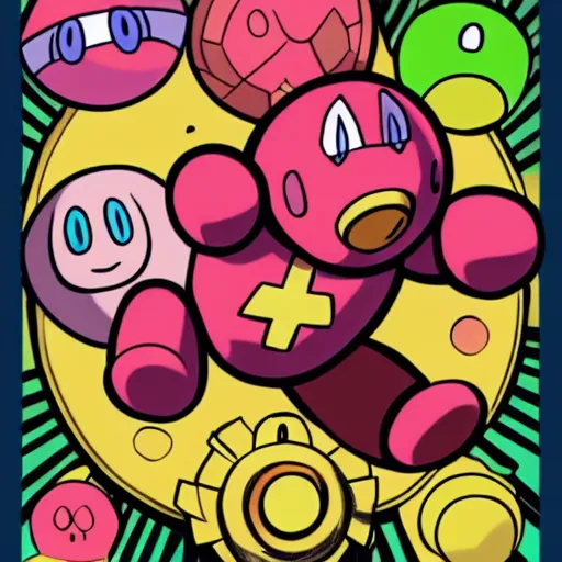 Image similar to kirby in the style of jack kirby, official concept art