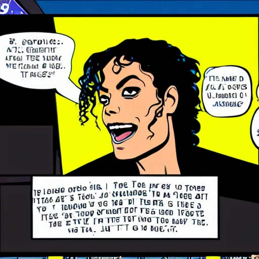 Prompt: michael jackson learn javascript, vintage comic