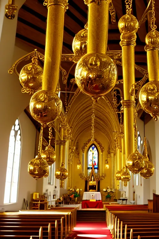 Image similar to photo inside a church, golden ornaments highly detailed