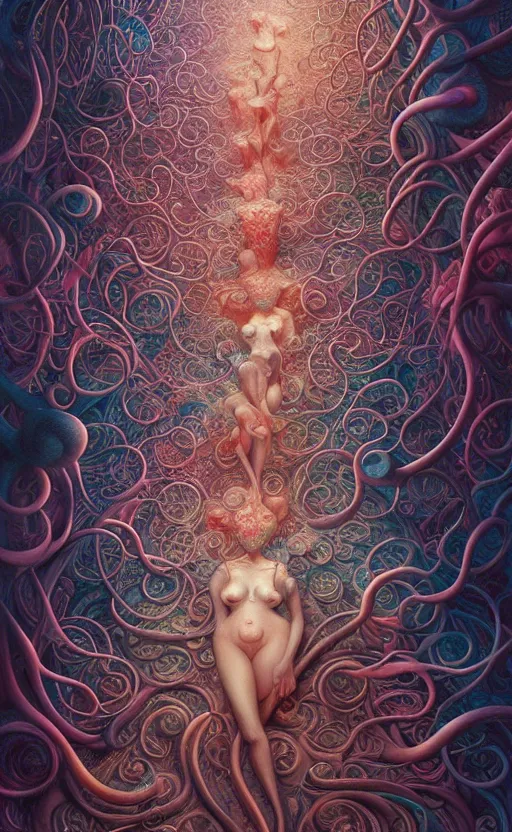 Image similar to a whirlwind of human bodies rushing inside the metaverse, gorgeous, great barrier reef, intricate, in the style of james jean, brian froud, zdzisław beksinski, hyperdetailed, sharp focus, intricate concept art, digital painting, ambient lighting, 1 6 k, trending on artstationhq, hyper quality,