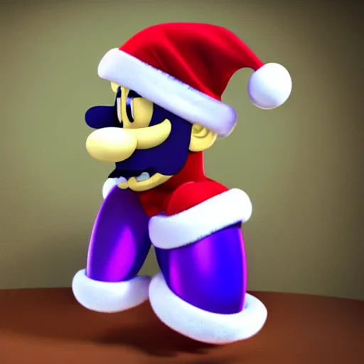 Image similar to a beautiful portrait of waluigi as as santa claus, ultra realistic details, 8 k