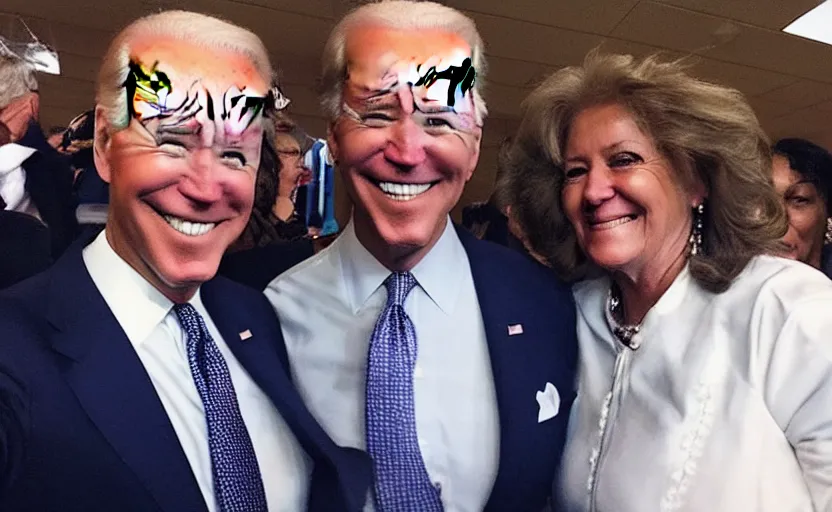 Image similar to this mf joe biden just slapped my grandma and ran, front camera, walmart parking lot, camera flash is so bright, uncomfortable, viral, selfie, viral on twitter, viral on instagram, viral photo