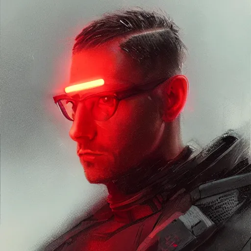 Image similar to A portrait of a man, hairstyle undercut, techwear, cyberpunk, sith, star wars art, red light, art by greg rutkowski, matte painting, trending on artstation