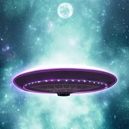 Image similar to yipyips flying a ufo through space