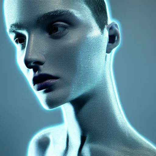 Image similar to beautiful human with transparent skin, 3 d render, octane render, zbrush, photorealistic, volumetric neon lighting, gleaming, 3 5 mm photography, trending on artstation, 4 k, 8 k, mannerism