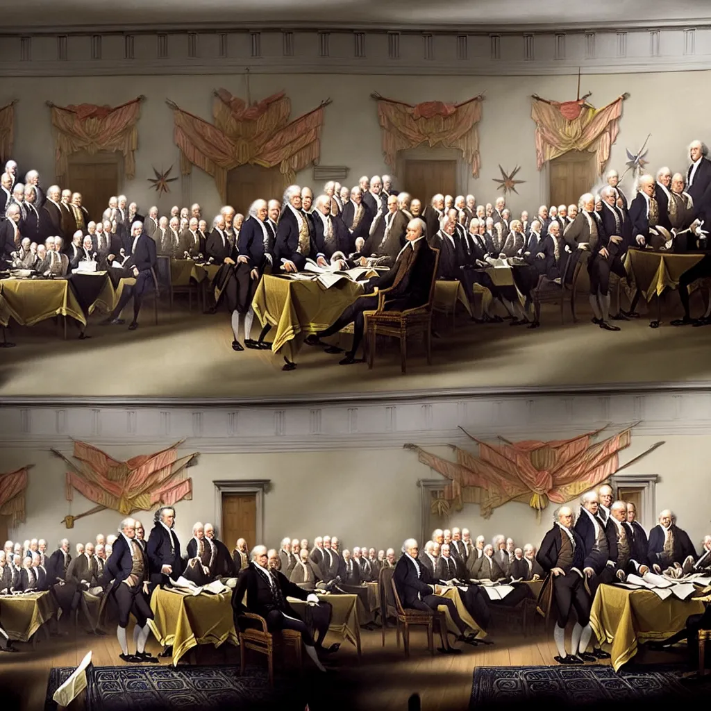 Image similar to still frame of garfield signing the declaration of independence, from the movie spirited away ( 2 0 0 1 )