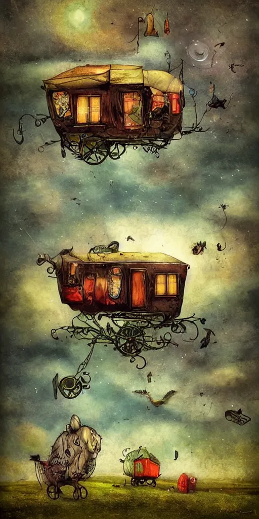 Image similar to a flying caravan by alexander jansson