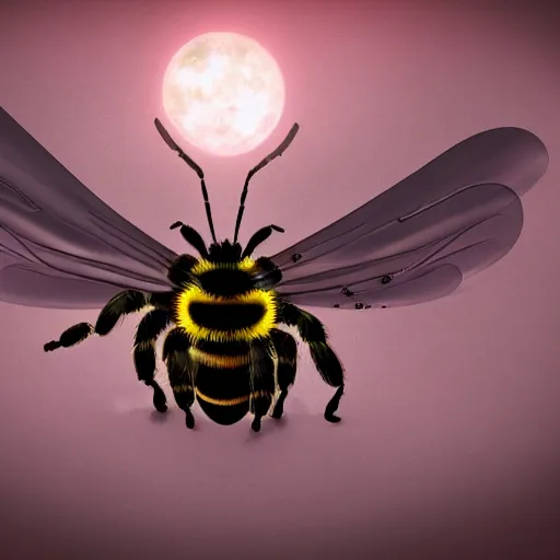 Image similar to nightmare bee in realsitic style, scary atmosphere