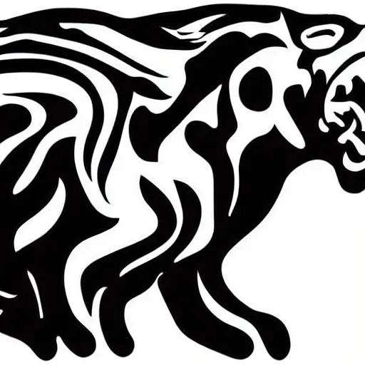 Image similar to roaring lion, black silhouette digital art on white background