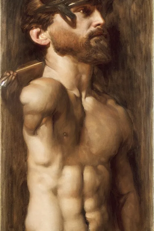 Image similar to hercules, orientalist intricate portrait by john william waterhouse and edwin longsden long and theodore ralli and nasreddine dinet, hyper realism, dramatic lighting