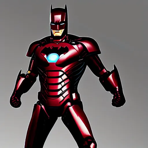 Prompt: batman from the justice league as ironman from the avengers movies