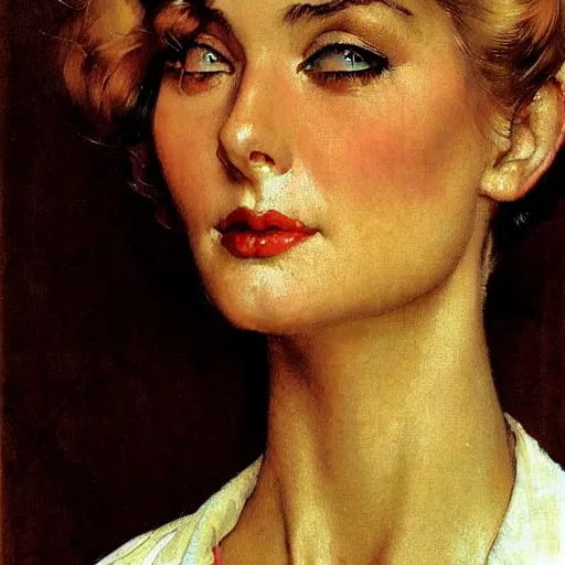 Image similar to portrait of a woman's eye with warm eyes, beautiful and elegant, warm and seductive ， detailed depiction, norman rockwell, jacob collins, tom lovell, frank school