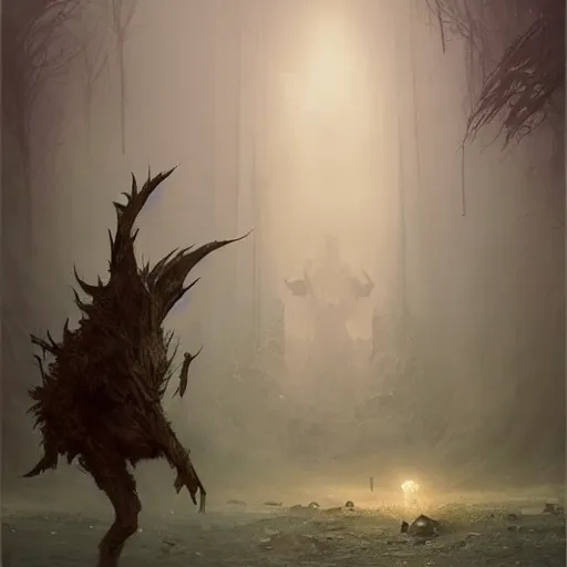 Prompt: a terrifying new creature from folklore, ethereal fantasy art by greg rutkowski