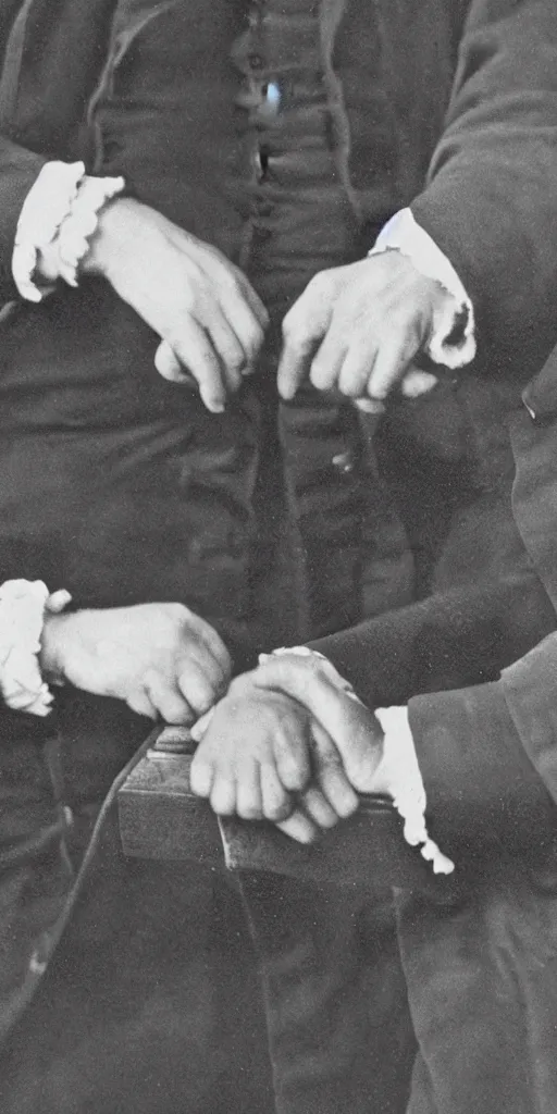 Prompt: ulysses s. grant and benjamin franklin having a thumb wrestling match, 2022, color photograph hdr