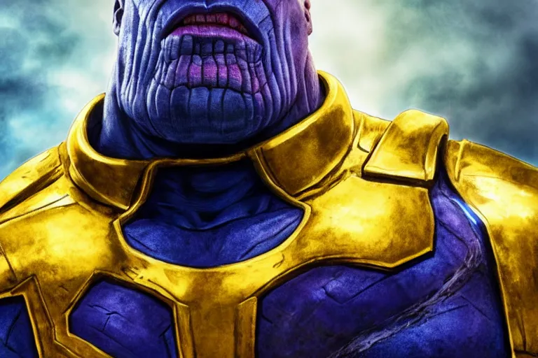 MCU Thanos wearing blue and gold armor grimacing while | Stable ...