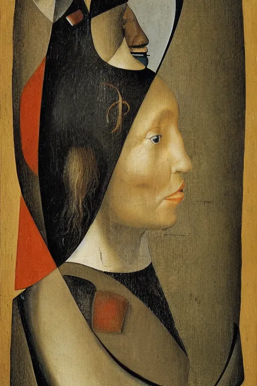 Image similar to Abstract. Portrait of a cyborg woman. Hieronymus Bosch.