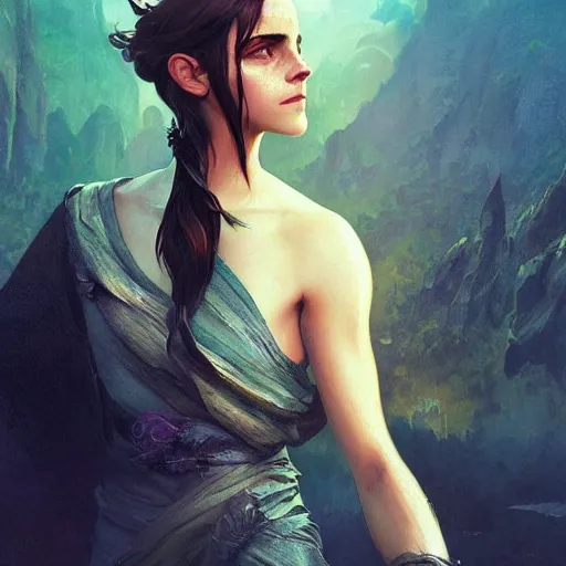 Prompt: Emma Watson as Na\'vi from Avatar, highly detailed, digital painting, artstation, concept art, sharp focus, illustration, art by greg rutkowski and alphonse mucha