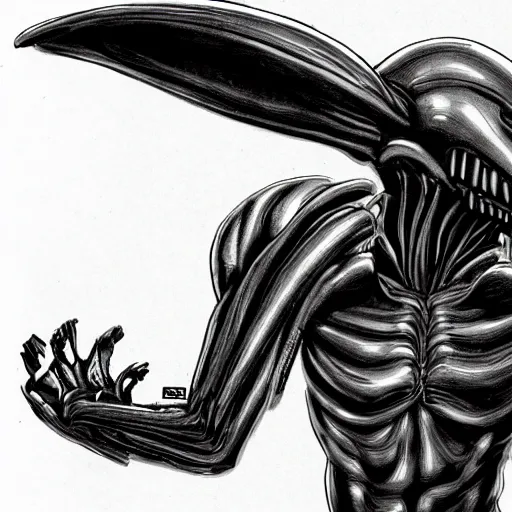 Image similar to a xenomorph wearing a tutu, concept art