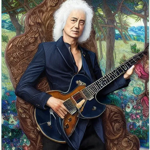 Image similar to amazing artgerm portrait of jimmy page in his 5 0 s as a preraphaelite painting, collaboration with j. scott campbell and artgerm with edward burn jones