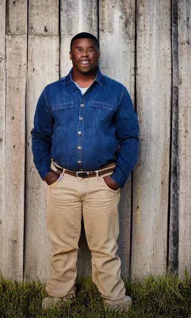 Prompt: portrait of blakce shelton standing against barn wall