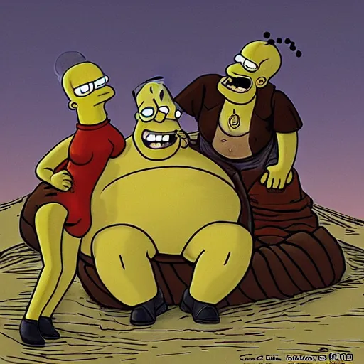 Prompt: the baron homer simpson harkonnen floating dune