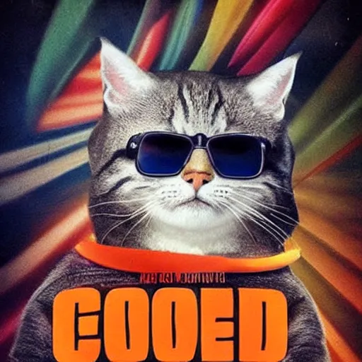 Prompt: cool cat in movie poster