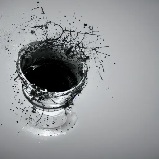 Image similar to A cup shattering into pieces