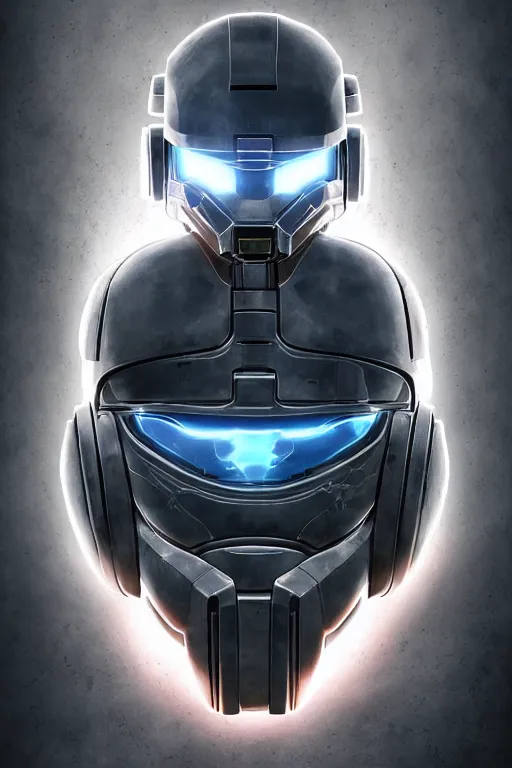 Image similar to robot ninja mask helmet halo master chief radiating a glowing aura global illumination ray tracing hdr fanart arstation by ian pesty and katarzyna da „ bek - chmiel