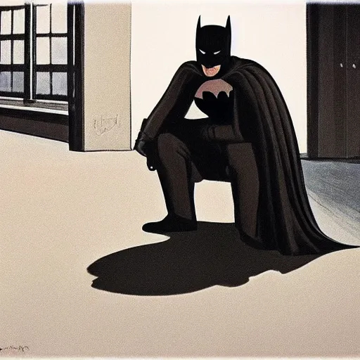 Prompt: Batman by Edward hopper