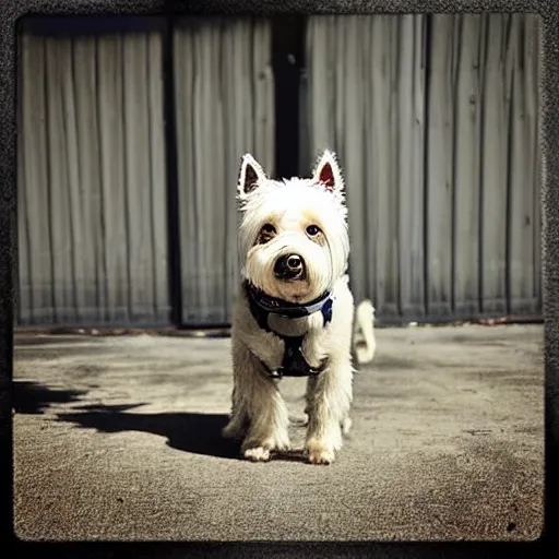 Prompt: “ iron bark, the superhero west highland terrier. iron westy ”