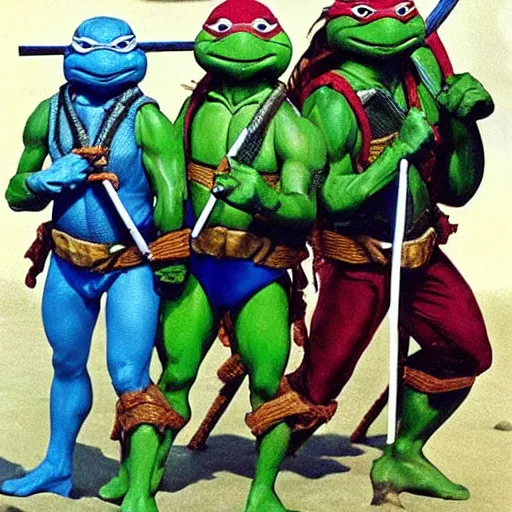 Prompt: teenage mutant ninja turtles, on a beach, style of Salvador dali