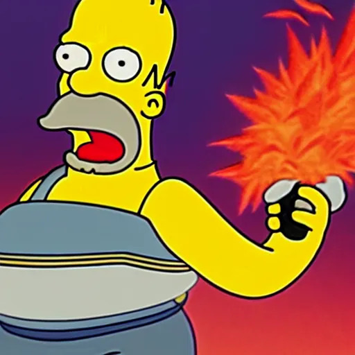 Image similar to homer simpson super saiyan