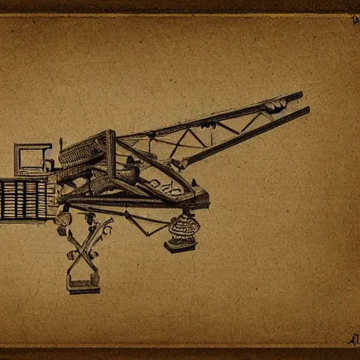 Prompt: ancient blueprint of a flying device