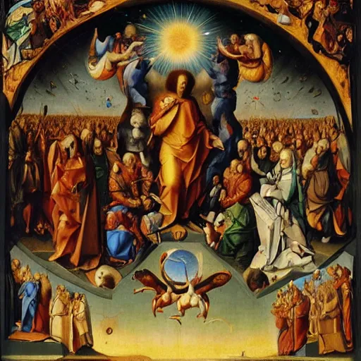 Image similar to creation of the universe by Hubert van Eyck and Jan van Eyck