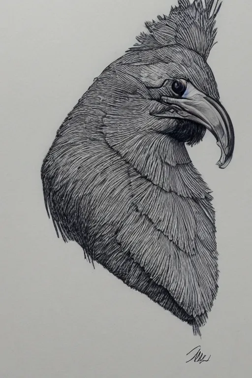 Image similar to a detailed pen drawing of a shoebill by Sunil Das, Trending on Artstation.