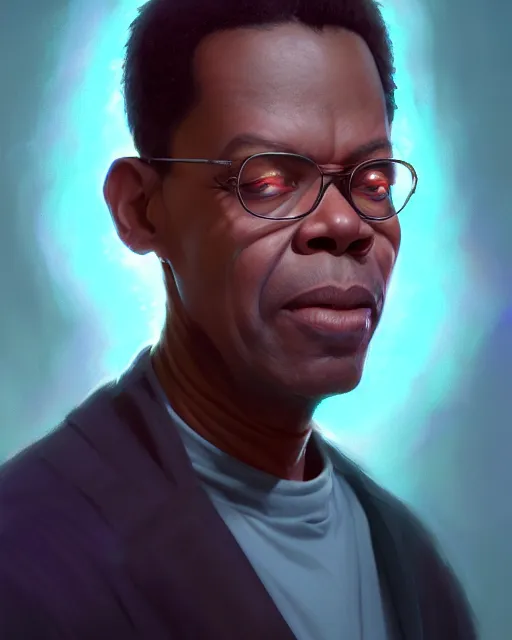 Image similar to highly detailed vfx portrait of phil lamarr by stephen bliss, chalk, unrealengine, greg rutkowski, loish, rhads, beeple, chalk, makoto shinkai and lois van baarle, ilya kuvshinov, rossdraws, tom bagshaw, basil gogos