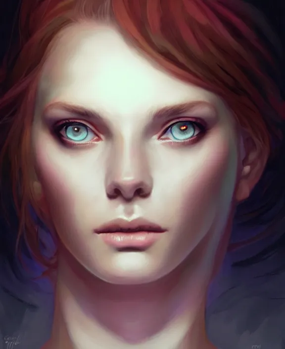 Prompt: portrait of hypnotized person with swirl eyes, fluorescent lighting, highly detailed, by charlie bowater and titian and artgerm