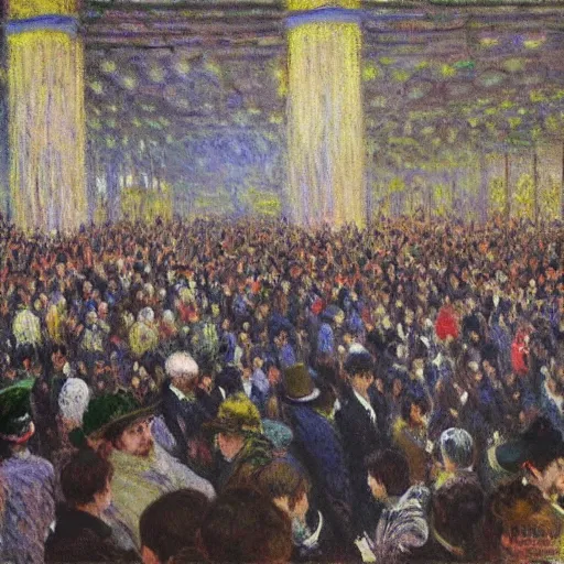 Image similar to the crowds at the black friday sales at walmart, intricate, highly detailed, sharp focus, art by claude monet