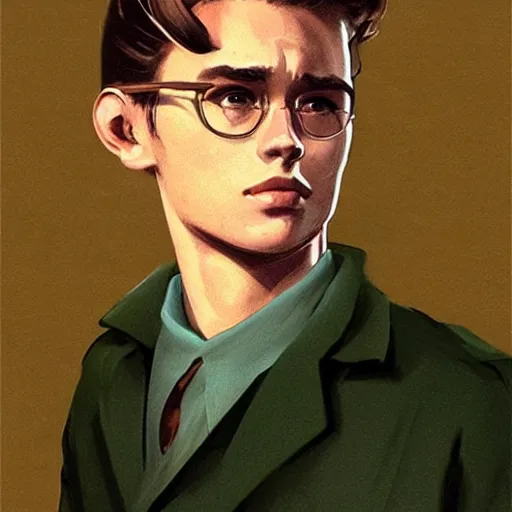 Image similar to a highly detailed epic cinematic concept art CG render digital painting artwork costume design: young James Dean as a well-kept neat perfect formal student in a 1950s USSR school uniform. By Greg Rutkowski, Ilya Kuvshinov, WLOP, Stanley Artgerm Lau, Ruan Jia and Fenghua Zhong, trending on ArtStation, made in Maya, Blender and Photoshop, octane render, excellent composition, cinematic atmosphere, dynamic dramatic cinematic lighting, cinematic colors, aesthetic, very inspirational, arthouse