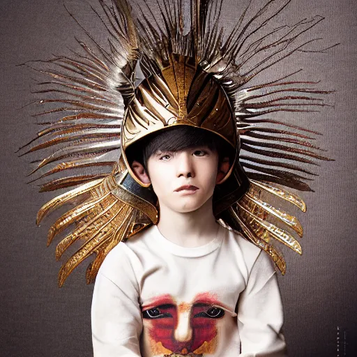 Prompt: a portrait of a beautiful young babelian male wearing an alexander mcqueen armor , photographed by andrew thomas huang, artistic