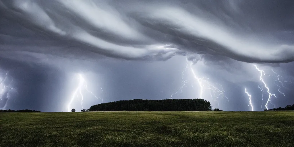 Image similar to a violently rotating column of air touching the ground, attached to the base of a thunderstorm, dramatic, detailed, photography