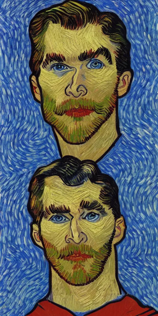 Prompt: A portrait of Superman, in the style of Vincent van Gogh