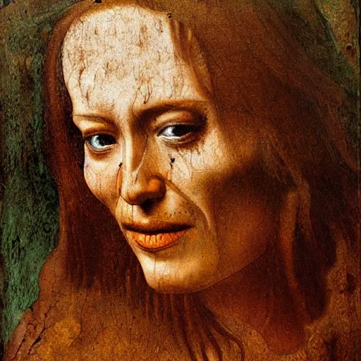 Image similar to marvellous painting of crying amber turd loosing the trail to johnny depp in a full room of judges all swinging a hammer to her loss, oil painting by leonardo davinci, 4k, high resolution