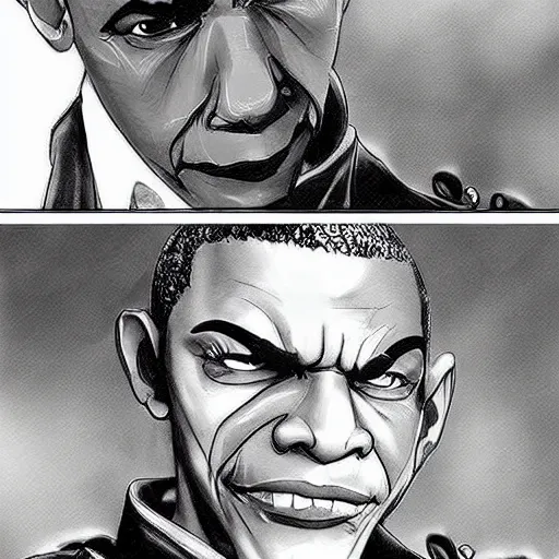 Prompt: Obama as Barret in Final Fantasy 7, highly detailed, anime, fierce expression