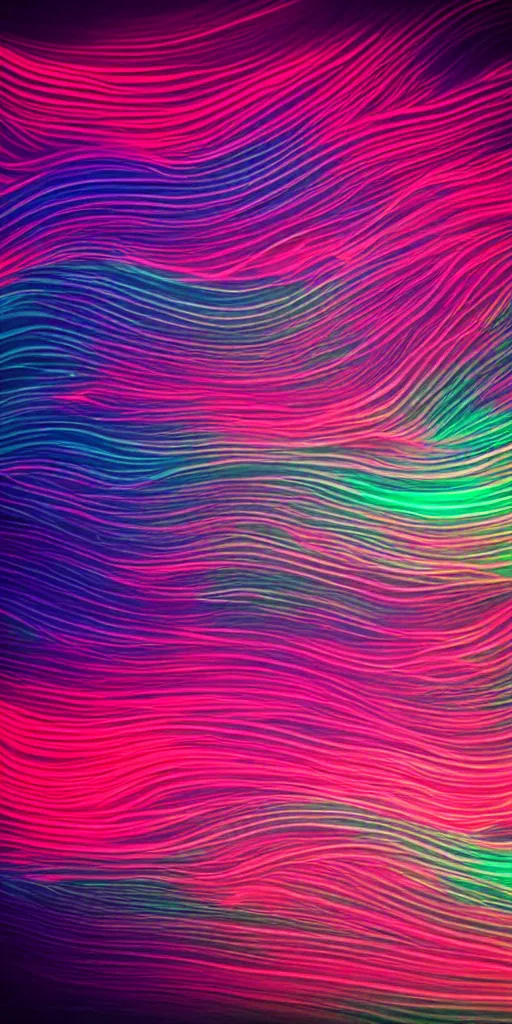 Image similar to glowing waves, soft neon glow